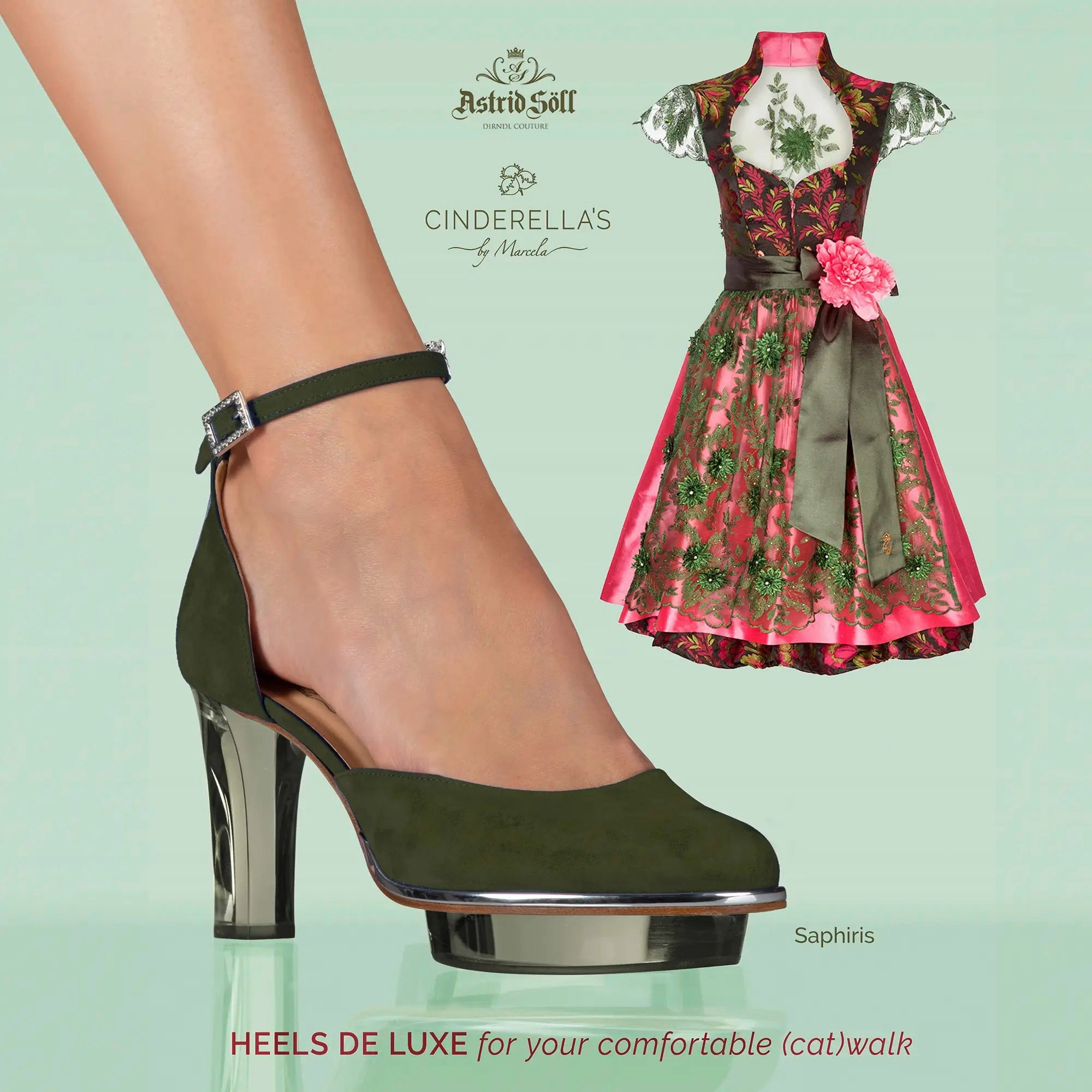 Galliano Ankle Boots SAPHIRIS Closetoe Riemchenpumps Dirndlschuhe grn