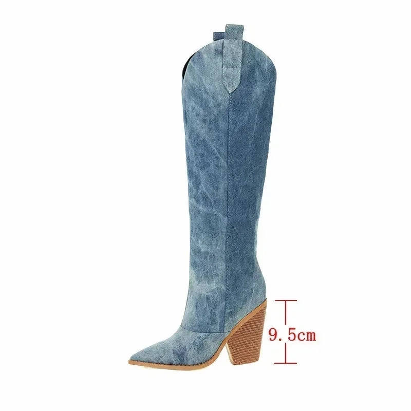Sarah | Modische Blaue Overknee Stiefel Stradivarius Stiefel