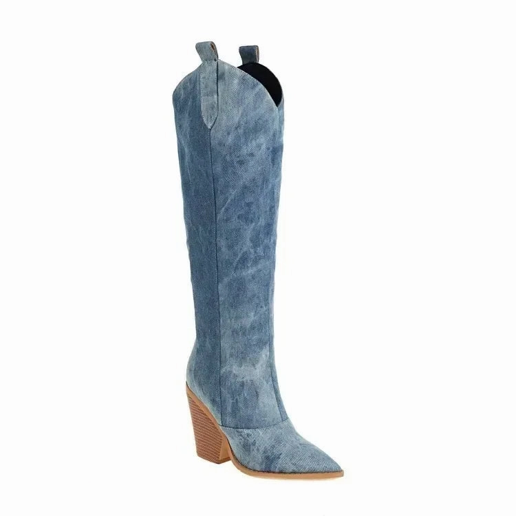 Sarah | Modische Blaue Overknee Stiefel Meindl Stiefel Rofan