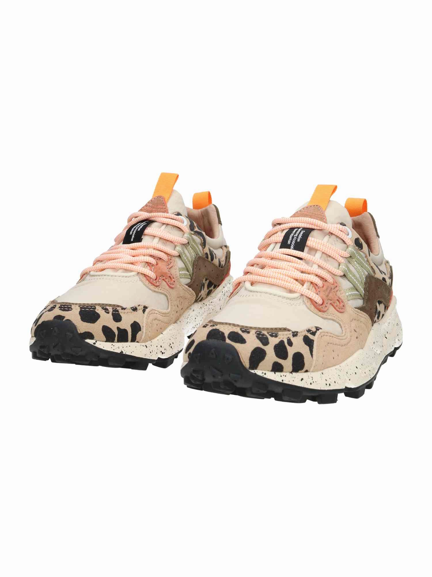 Silberne Plateau Sneaker Yamano 3 Uni Suede/Print/Nylon beige-milk-light brown