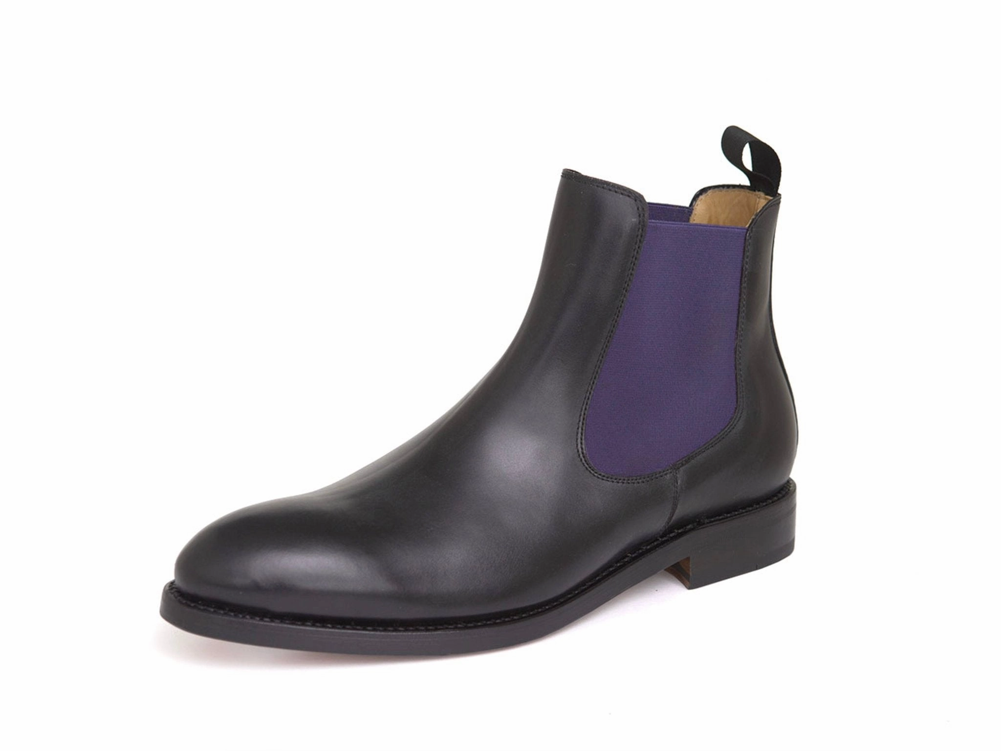 Elvio Zanon Chelsea Boots Chelsea Boots in in schwarz mit lila Einsatz