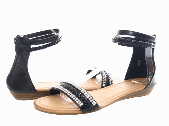 Sandalen Mit Massagefußbett Damen  Sandalen Sommerschuhe Sandaletten Black # 62