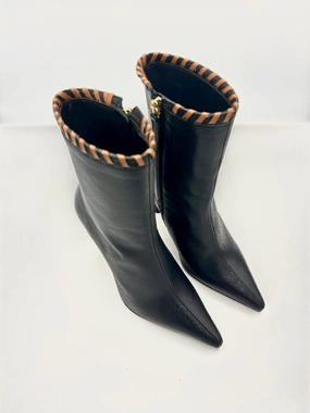 LEO ANKLE BOOTS BLACK Grey Toe Ankle Boots