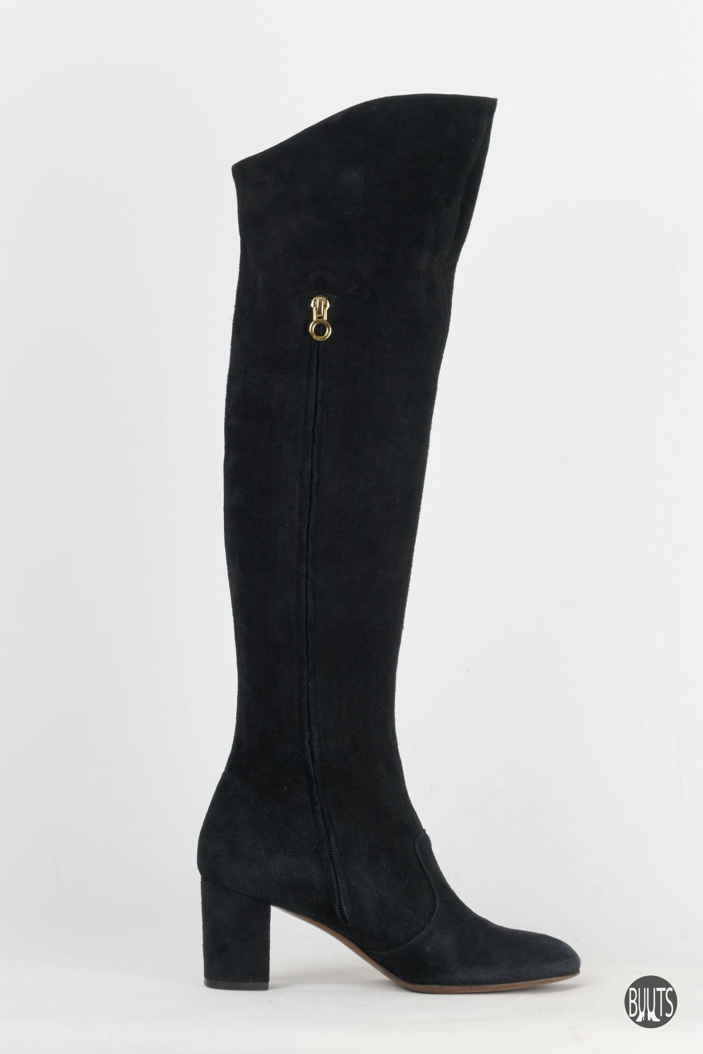 Hochglanz Stiefel Stiefel Wildleder schwarz