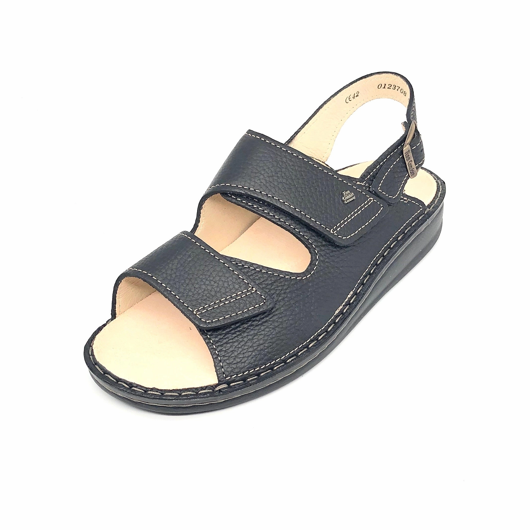 Niedriger Absatz Sandalen Herren Klett Sandale Schwarz Finn Comfort 11433