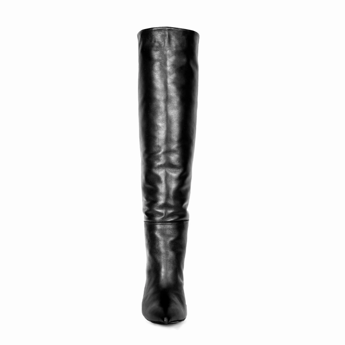 Kniehoher Stiefel mit weitem Schaft und Blockabsatz (Modell 340) Leder schwarz Stiefel Ausgefallen