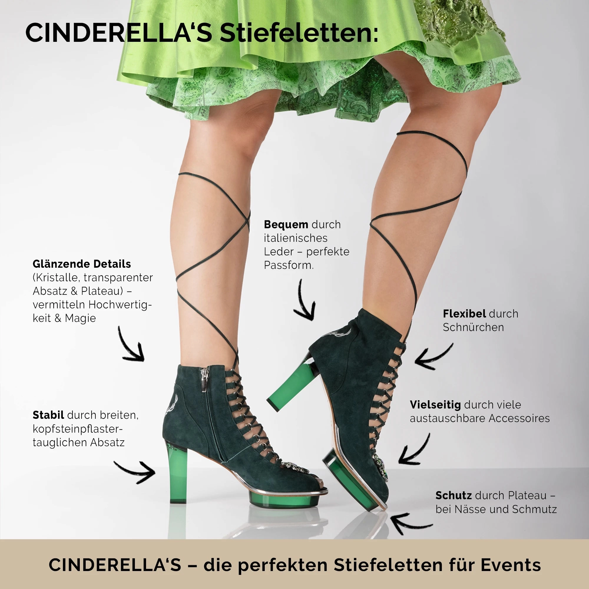 Chae Ankle Boots SMARAGDIS Closetoes Stiefeletten Dirndlschuhe smaragdgrn