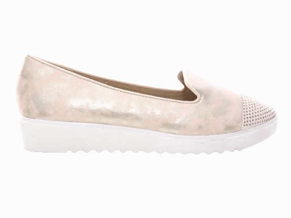 Wally Loafers Damen Slipper Ballerina Loafer Mokassins Slip On Flats Freizeit Gold #  001