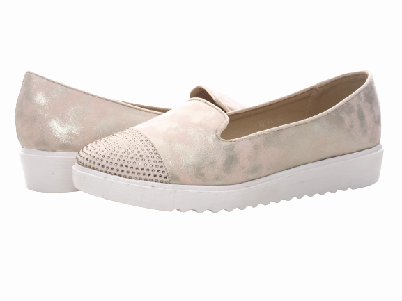 Damen Slipper Ballerina Loafer Mokassins Slip On Flats Freizeit Gold #  001 Playboy Loafers