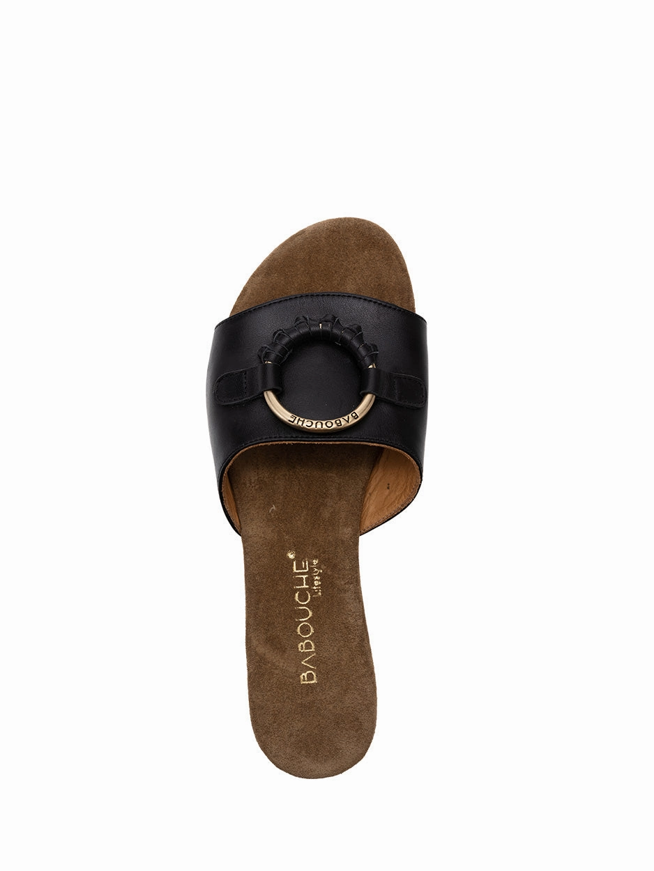 Vera | Slipper Zwart Sandalen Mit Keil