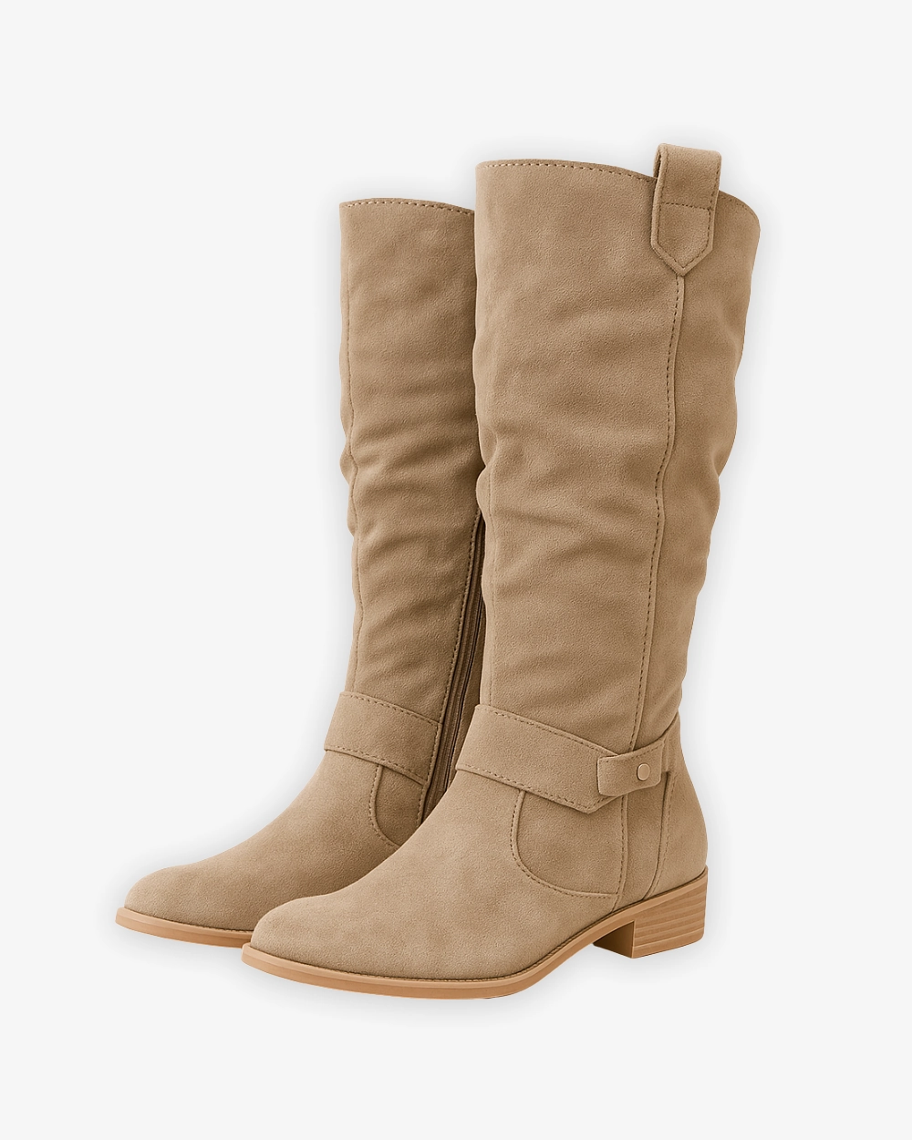 Stiefel Plateausohle Flache kniehohe Stiefel mit Reiverschluss