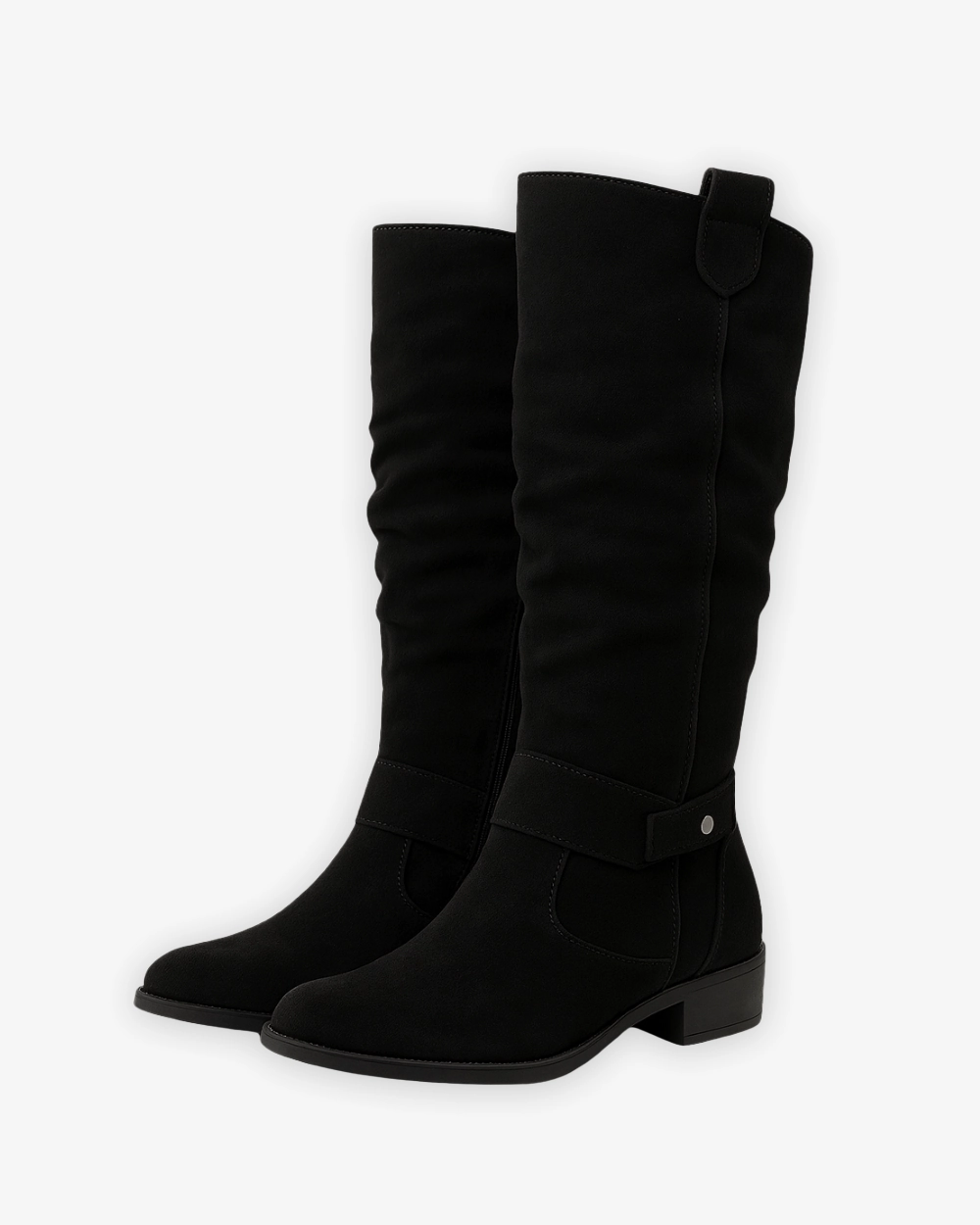 Flache kniehohe Stiefel mit Reiverschluss Overknee Stiefel Kräftige Waden