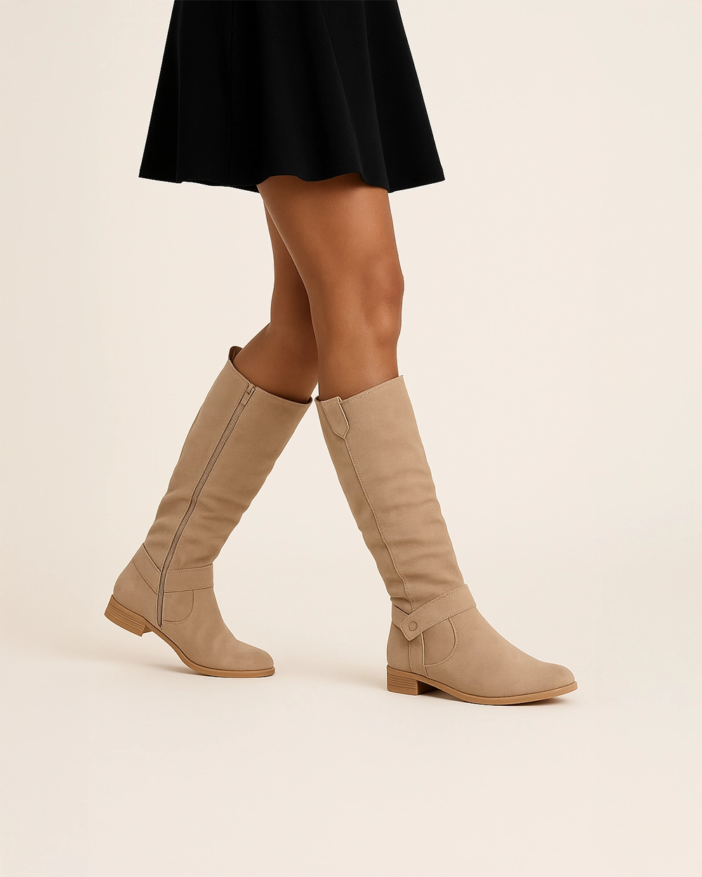 Flache kniehohe Stiefel mit Reiverschluss Anna Carina Woitschack Stiefel