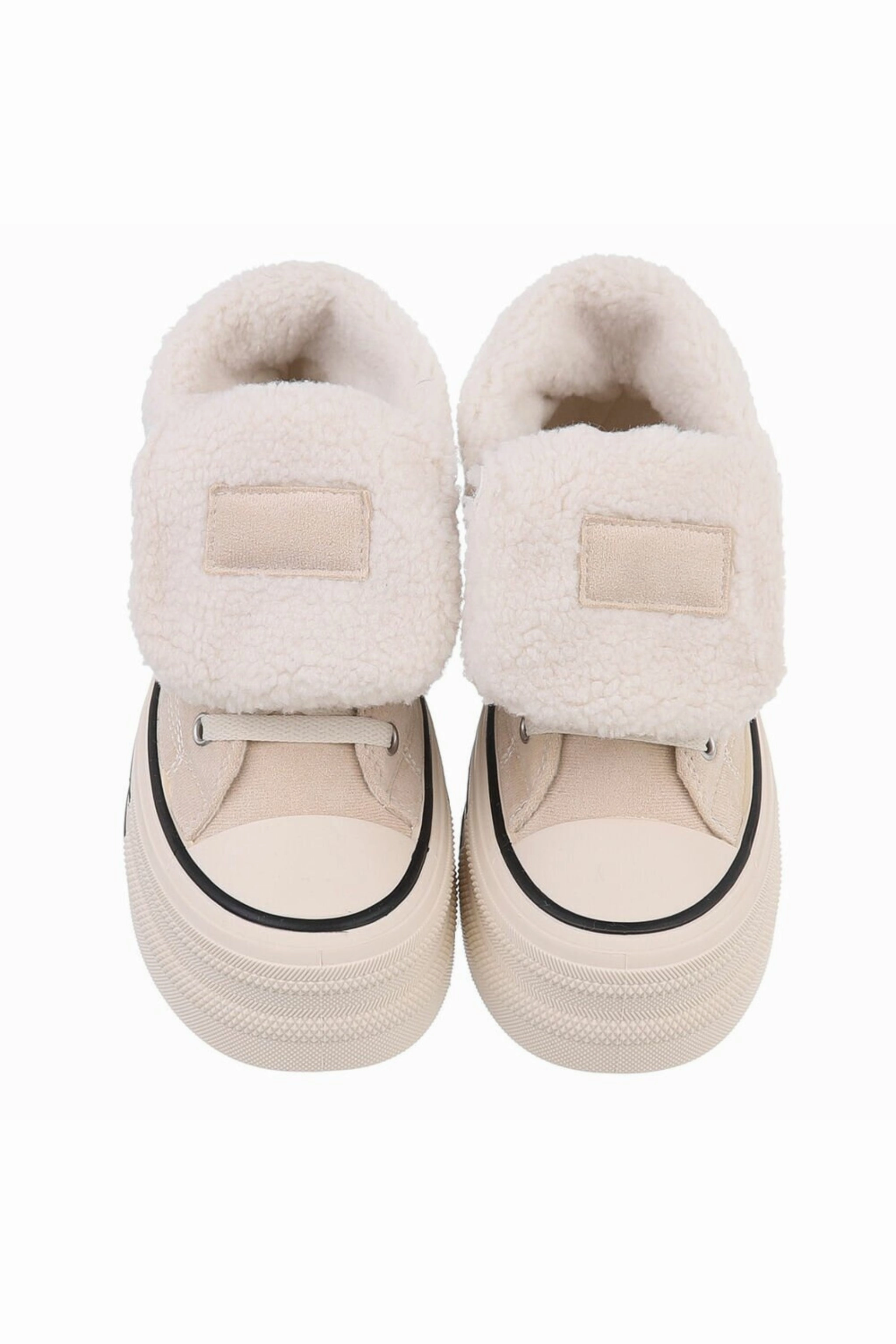 Sage Sneaker Low High Plateau Sneaker mit Teddyfell, beige