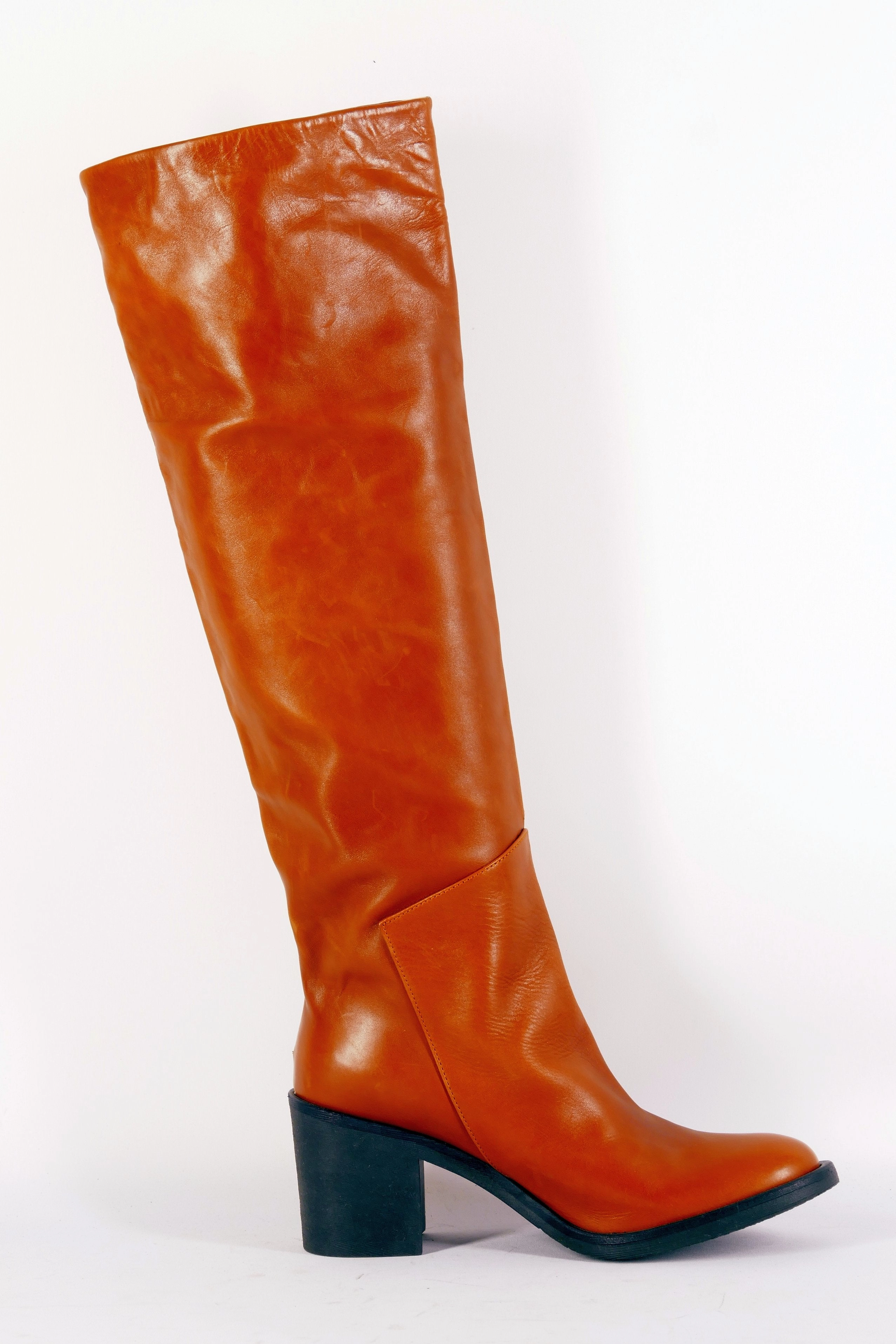 High Heels Stiefel Mit Schaft Stiefel Leder cognac