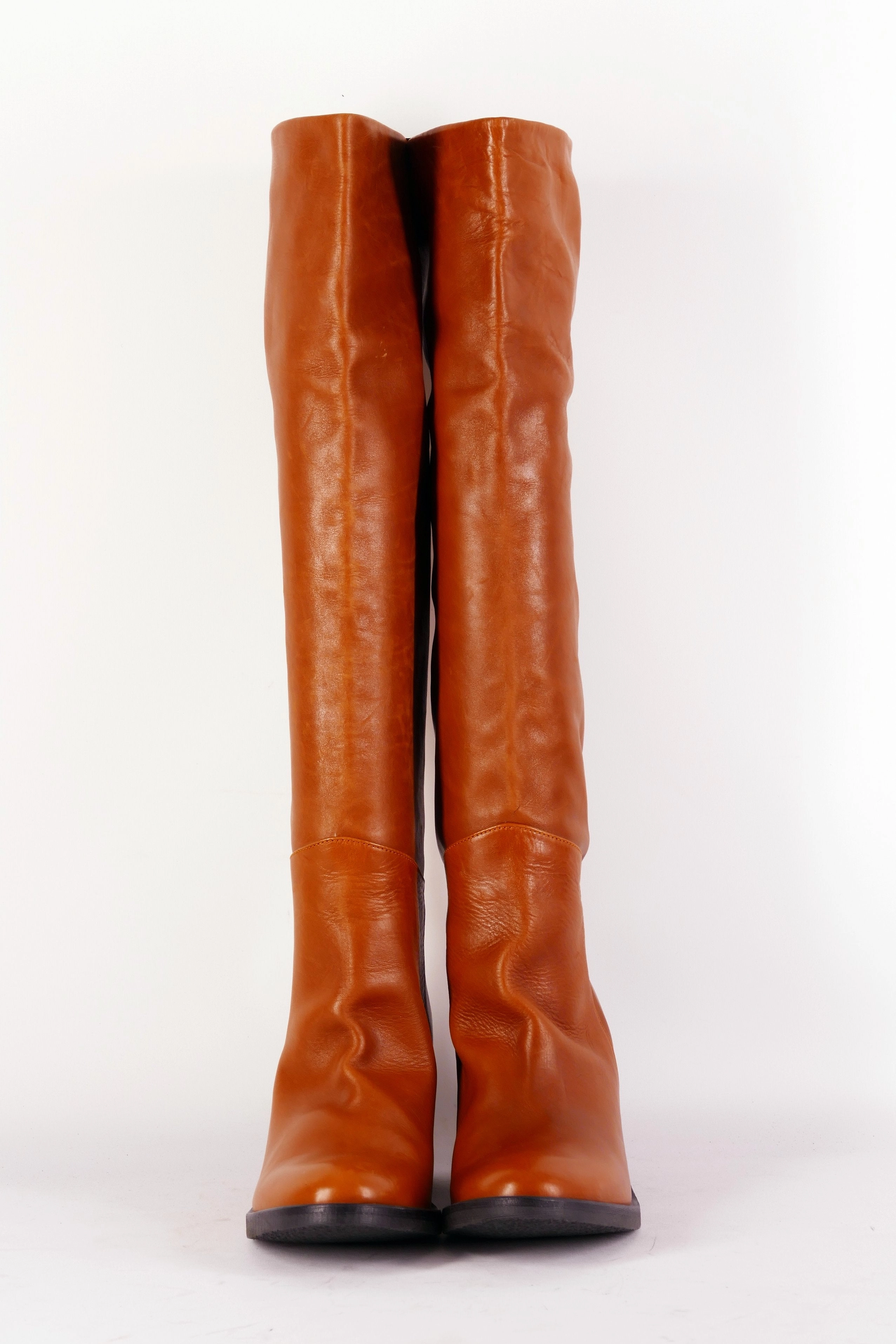 Stiefel Leder cognac Stiefel Geputzt