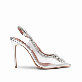 Stunning Silver Slingback High Heel Pumps | 412N-S High Heels For Autumn