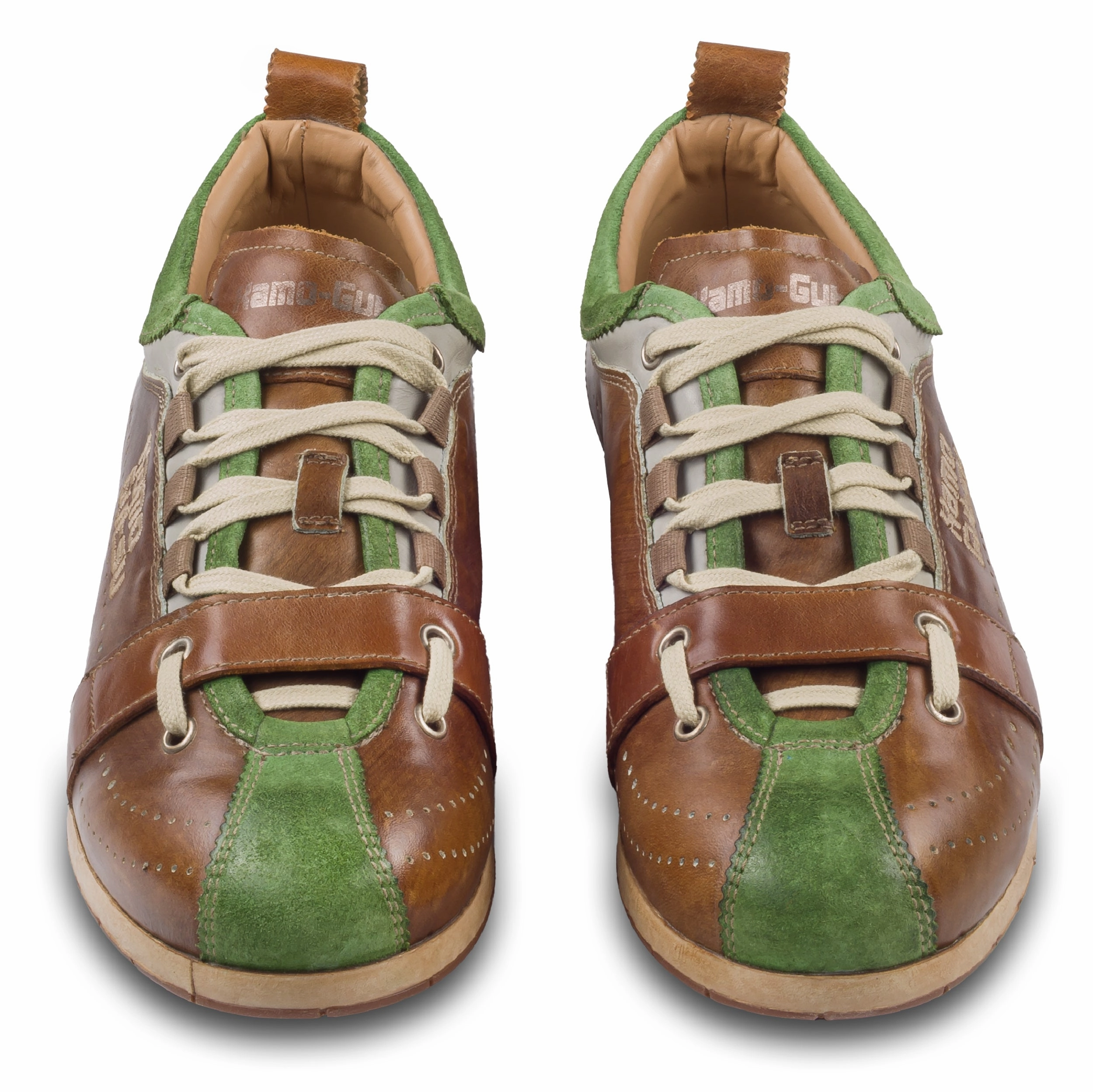 Sneaker Wide Toe Box KAMO-GUTSU Sneaker Herren braun/grn - Leder stone-washed (TIFO-017 prato taupe)