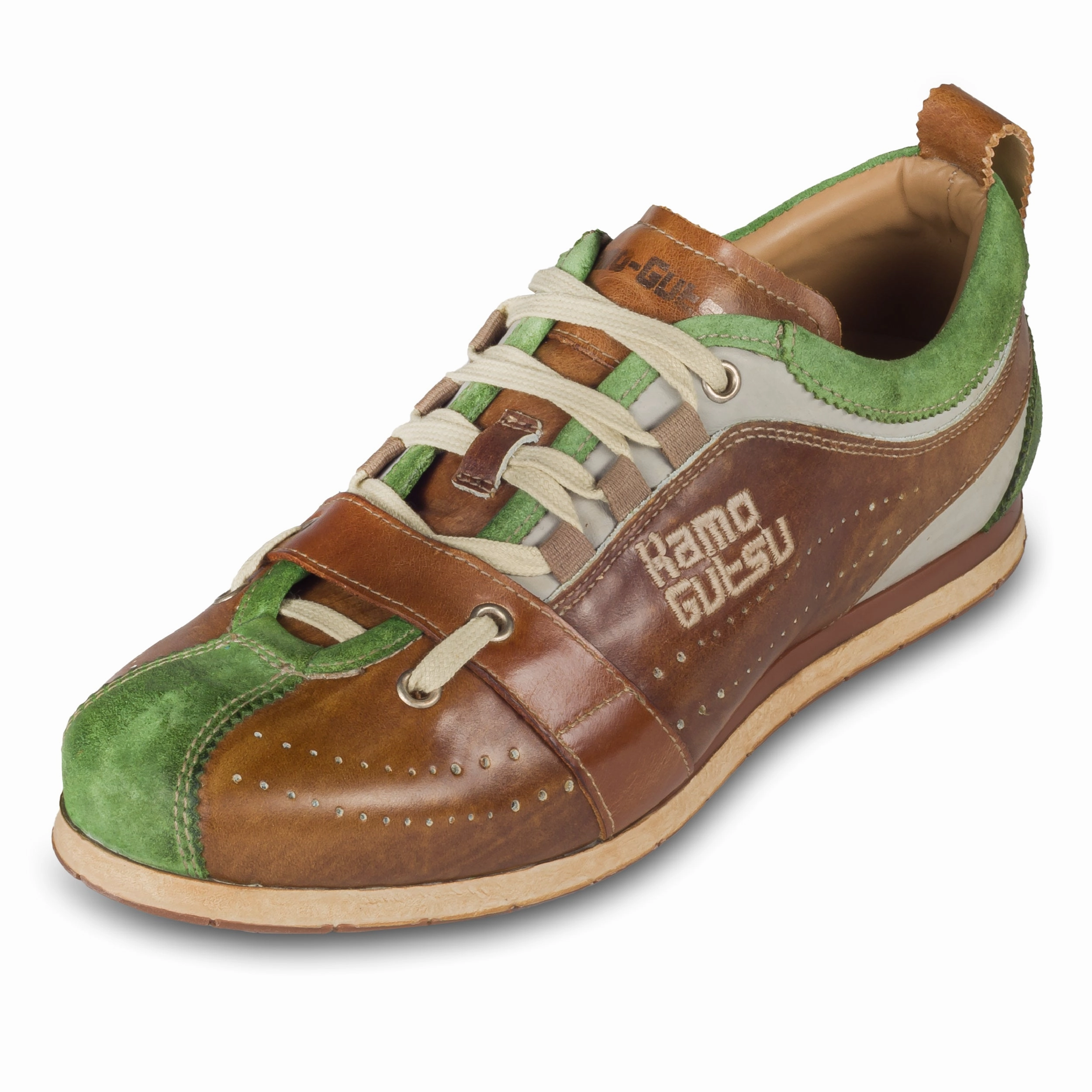Sneaker Vision KAMO-GUTSU Sneaker Herren braun/grn - Leder stone-washed (TIFO-017 prato taupe)