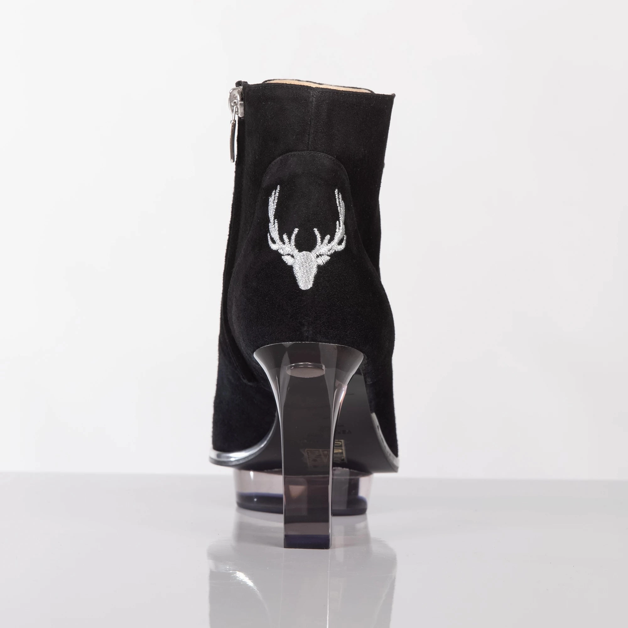 NOIRS Peeptoes Stiefeletten Dirndlschuhe schwarz Ankle Boots Blockabsatz 10cm