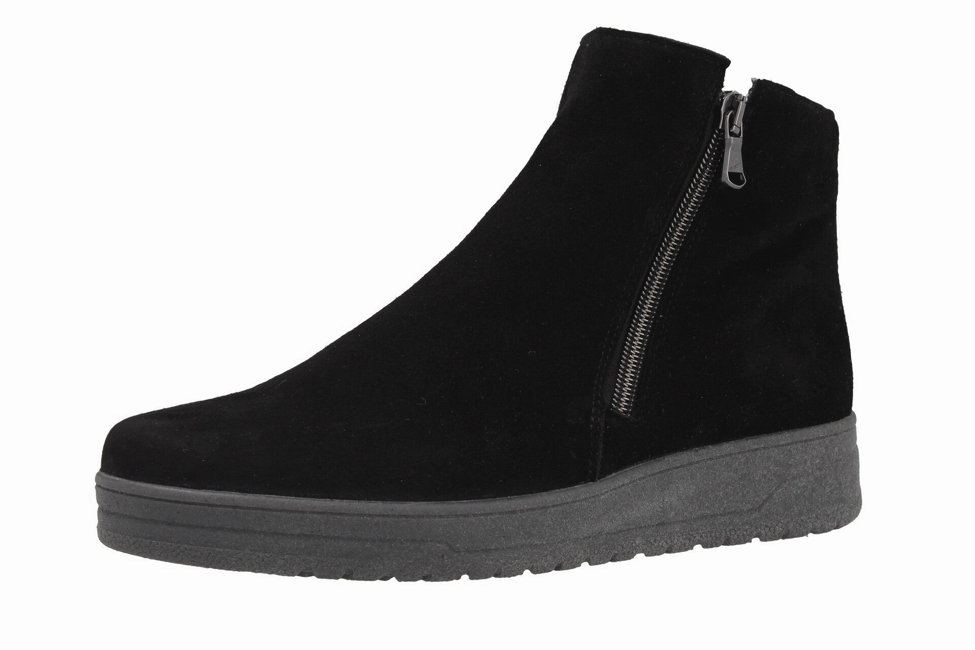 Verona  schwarz  Stiefel  V35465 Socofy Embossed Rose Genuine Leather Splicing Low Heel Ankle Boots