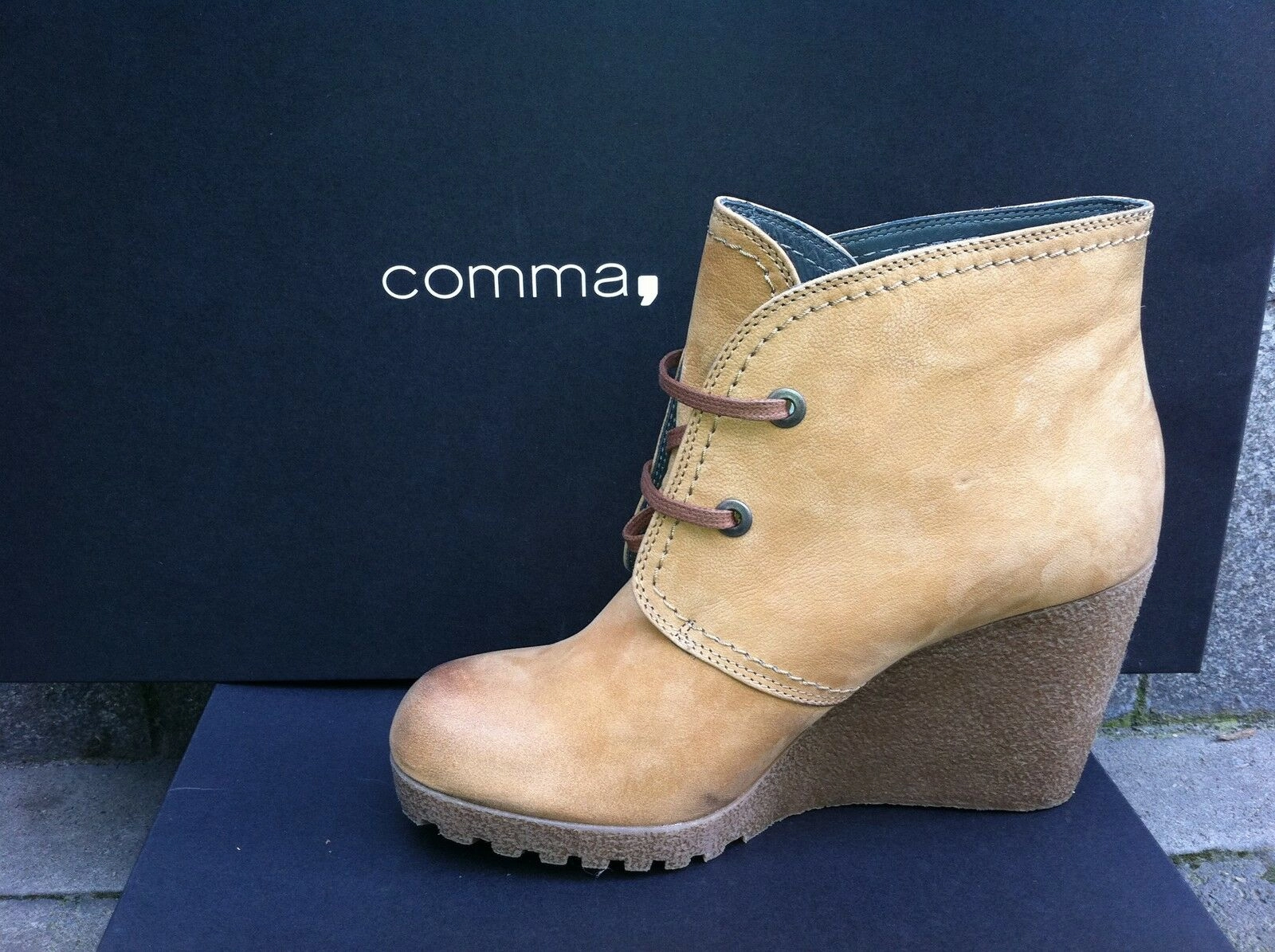 Ankle Boots Hose Krempeln COMMA, Damenschuhe Schuhe Stiefelette Sasha Lace Bootie Echtleder