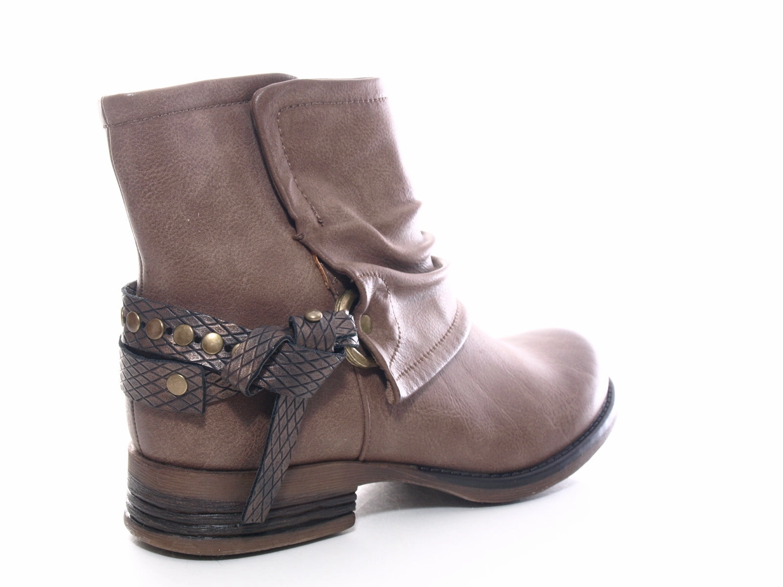 Damen Stiefeletten Biker Boots Outdoor Winterboots warm gefttert Khaki # 824 Ankle Boots Laces