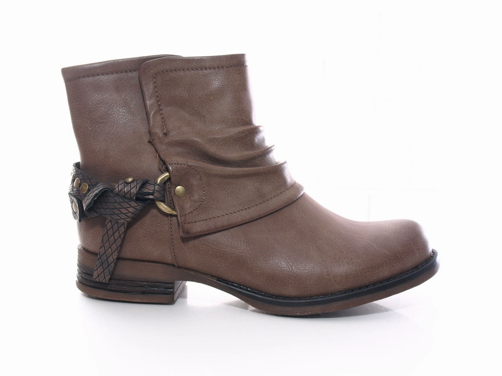 Flat Ankle Boots For Fall Damen Stiefeletten Biker Boots Outdoor Winterboots warm gefttert Khaki # 824