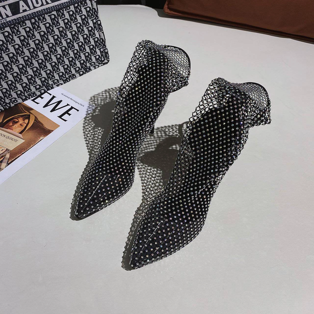 Heel boots - Shoes Heel, vintage, High Heel, retro high heels, retro heels, vintage boots, high heel boots, mesh Oversize High Heels