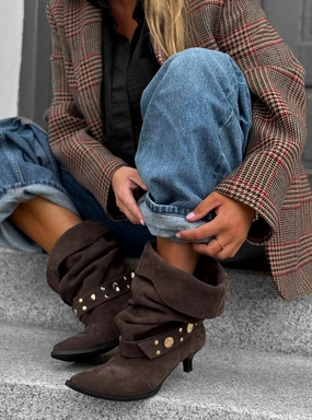 Doc Martens Ankle Boots Modne damskie botki na obcasie z ozdobnymi nitami  slouch boots