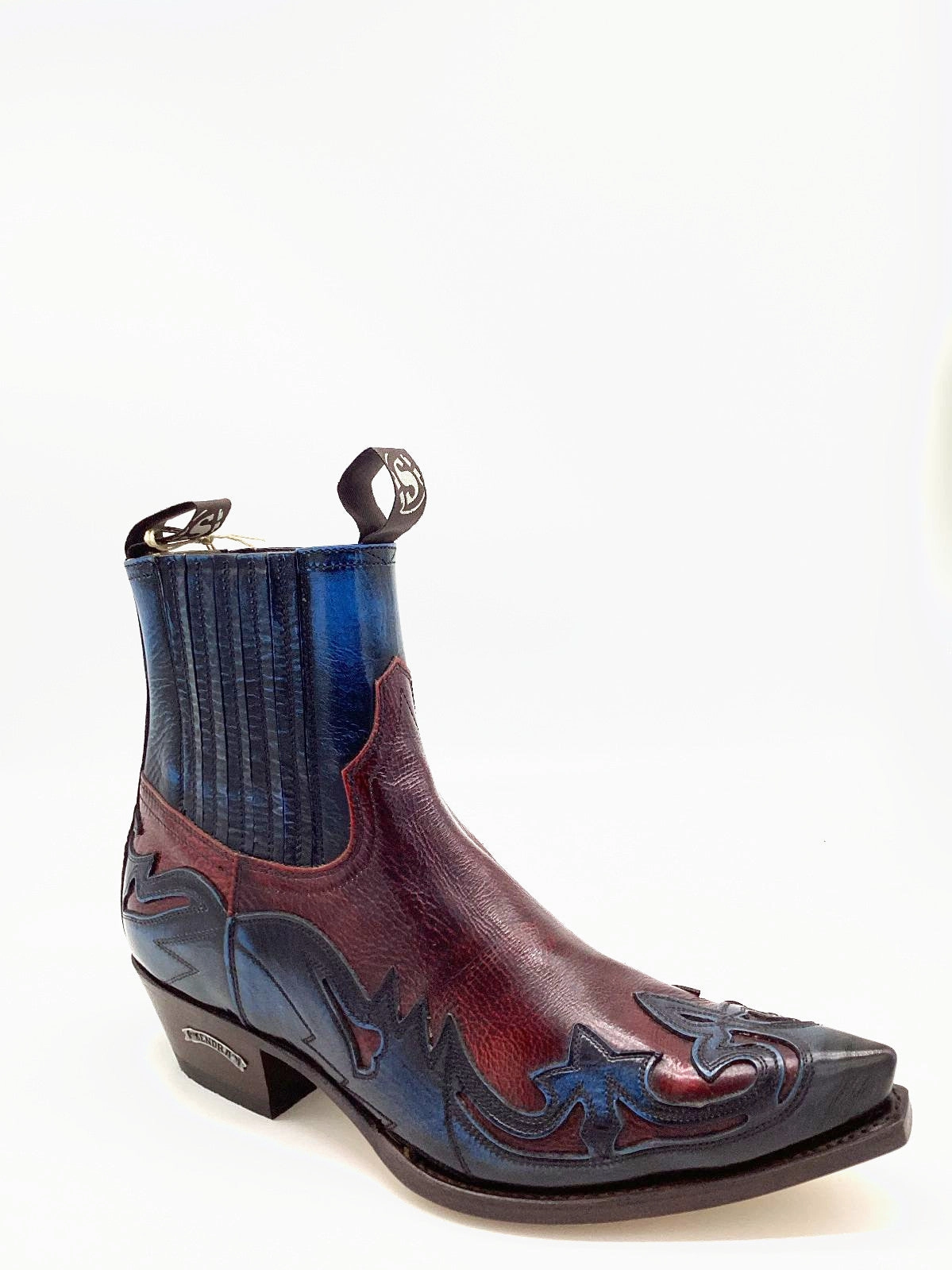 Springer Stiefel Sendra Boots Stiefelette Navy/Rot Echtleder Western/Cowboy Exklusiv & Limitiert