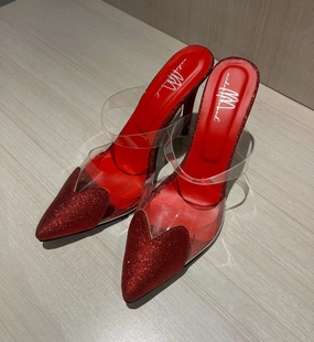 Shiny Heart Mules High Heels Hochzeitsschuhe