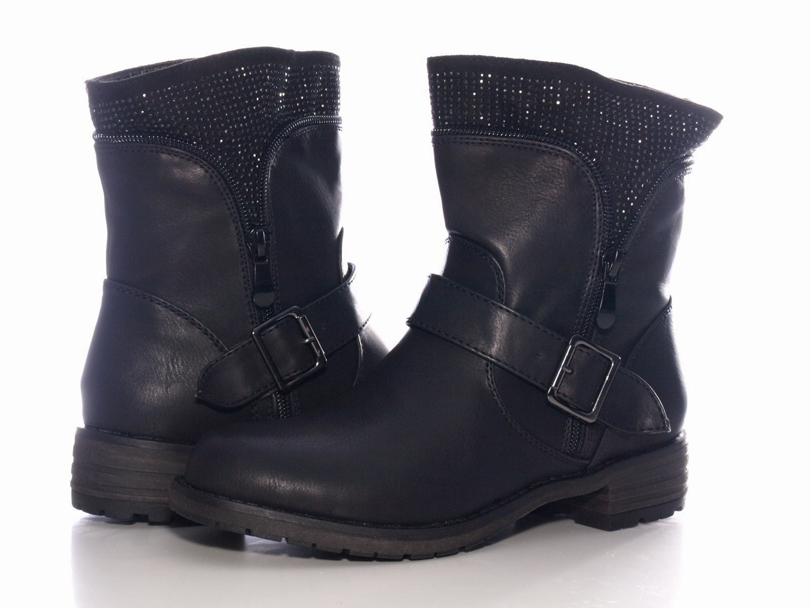 Damen Schlupf Stiefeletten Boots Outdoor Winterboots warm gefttert Black # 387 Sicherheitsschuhe Medicare
