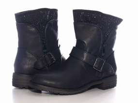Damen Schlupf Stiefeletten Boots Outdoor Winterboots warm gefttert Black # 387 Sicherheitsschuhe Uedem