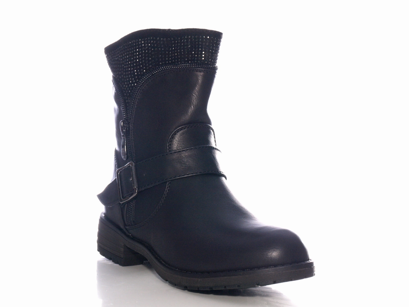 Damen Schlupf Stiefeletten Boots Outdoor Winterboots warm gefttert Black # 387 Sicherheitsschuhe Klasse Sb