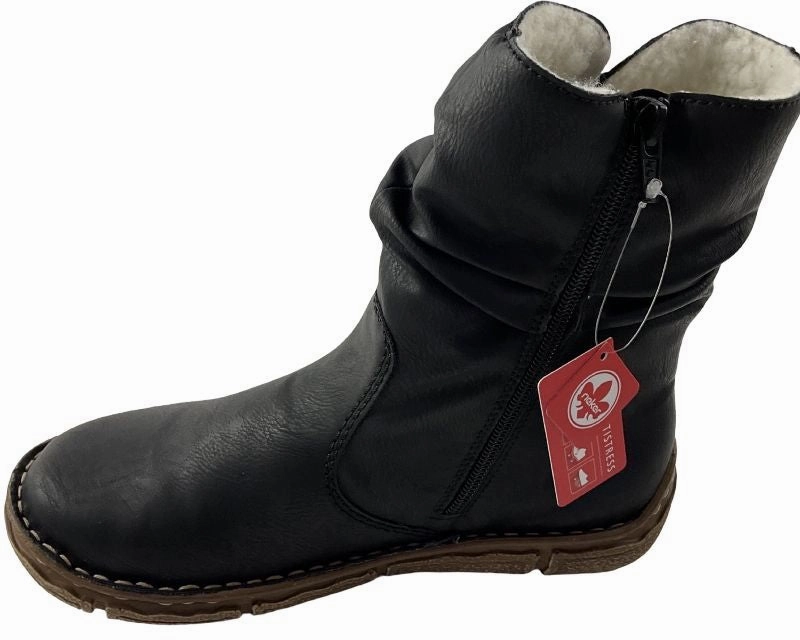 Sicherheitsschuhe S3 Kunststoffkappe Rieker Damen Kurzstiefel Z3771-00 Schwarz  Kunstleder