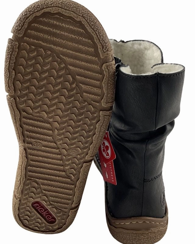 Sicherheitsschuhe S1p Klett Rieker Damen Kurzstiefel Z3771-00 Schwarz  Kunstleder