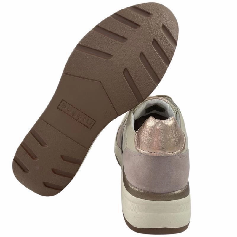 Bugatti Damen Sneaker 433-A6N04-1034-2134 Beige/Rosa Baumwollsocken Sneaker