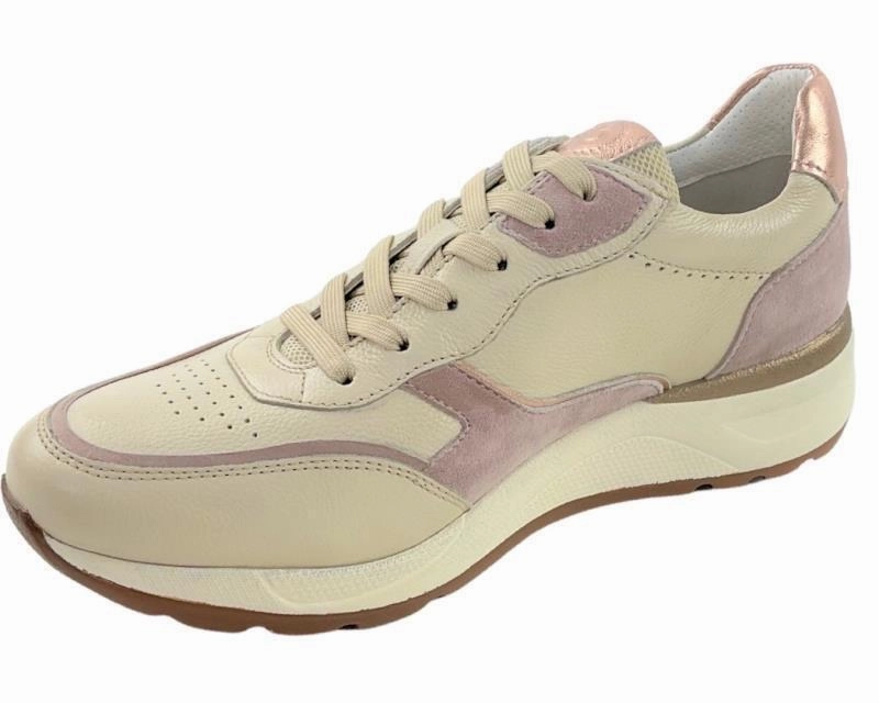 Weiße Plateau Sneaker Bugatti Damen Sneaker 433-A6N04-1034-2134 Beige/Rosa