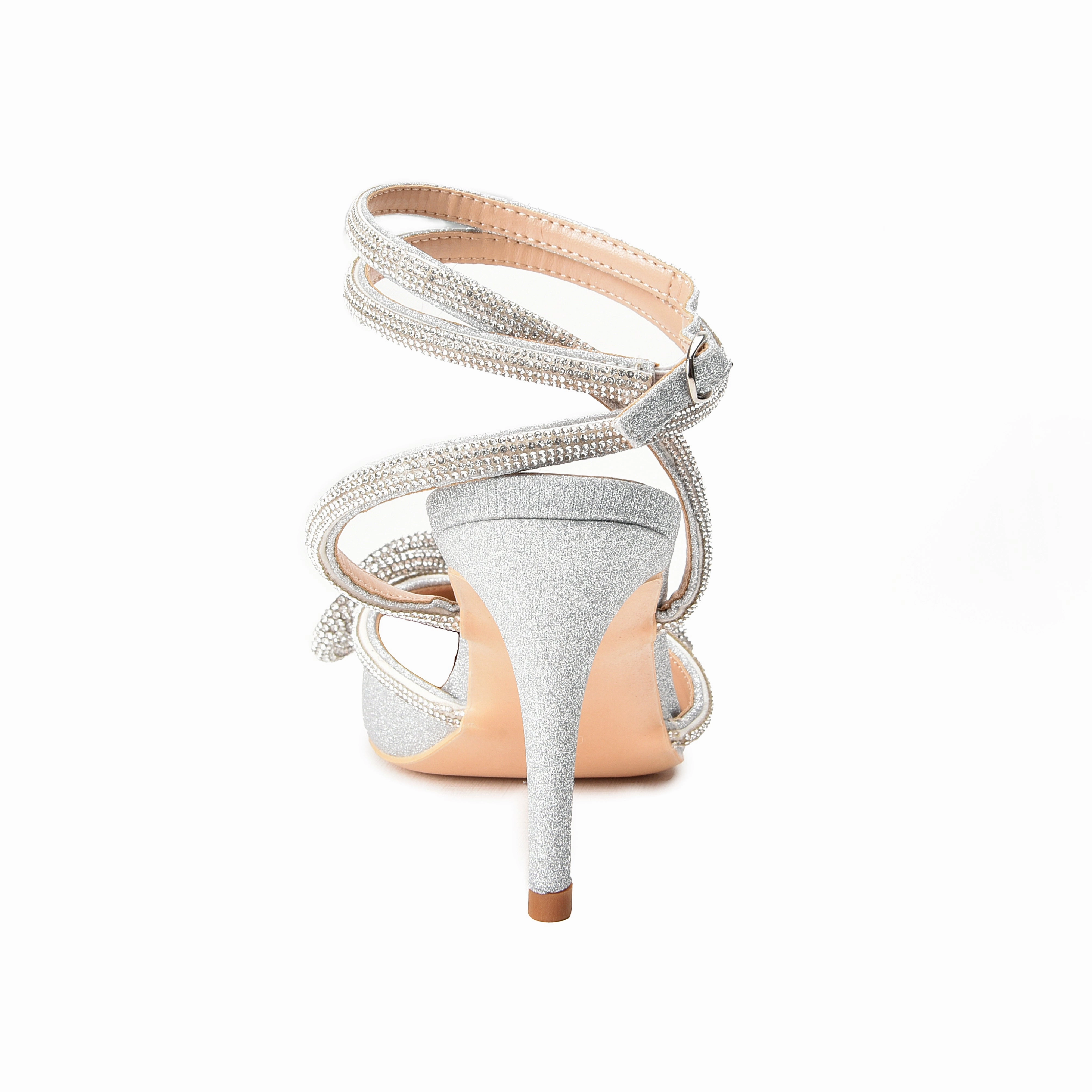 Silver Glitter Rhinestone High Heel Sandals | 449L-S High Heels Lublin