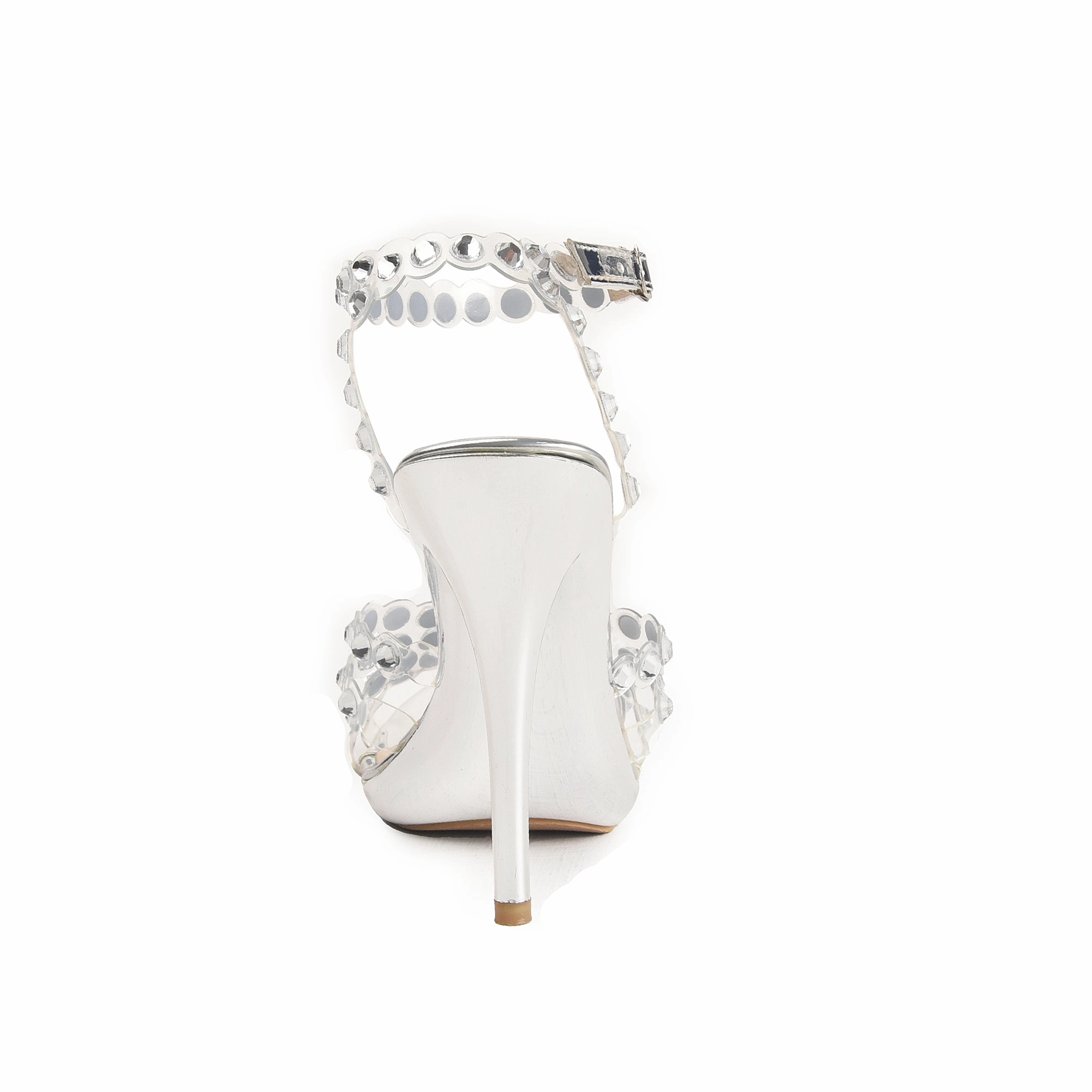 Dagger High Heels Silver High Heel Sandals with Crystal Straps | 280D-S