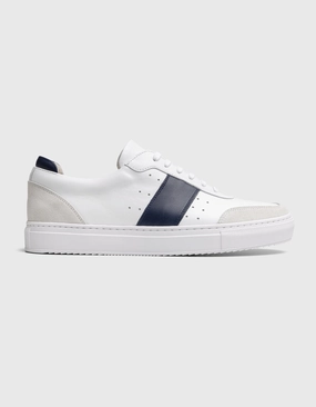 Suede Sneaker Monza. Weiss-Blau