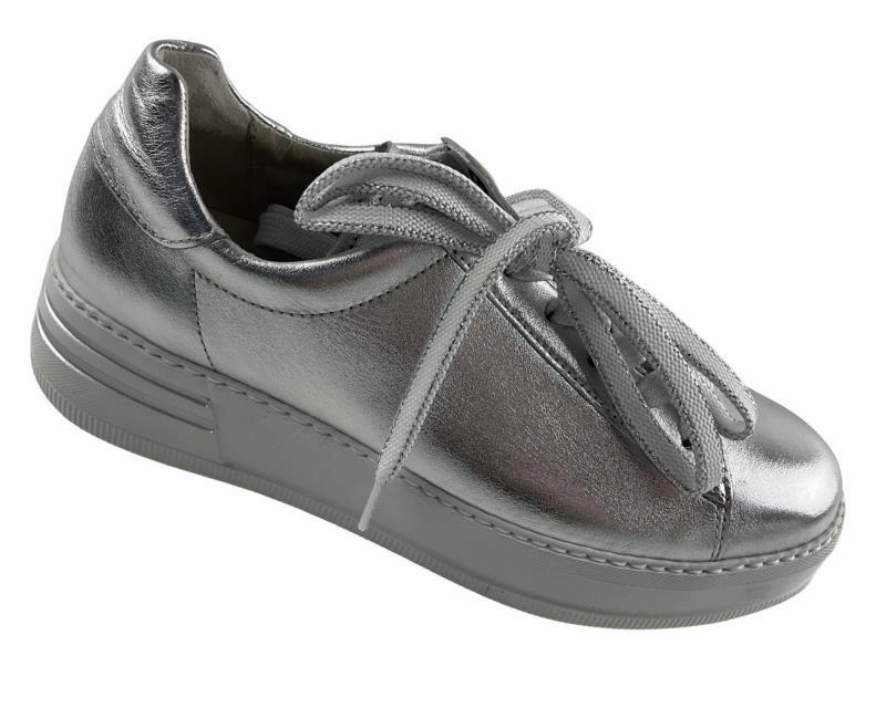 Gabor Comfort  Damen Sneaker 66.395.10 Silber Effektleder Saint Laurent Sneaker