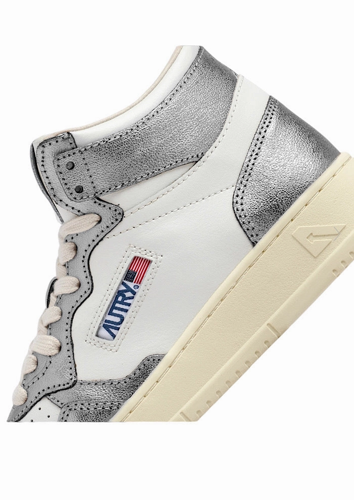 Außergewöhnliche Sneaker AUTRY Medalist Mid Bicolor White/ Steel Metallic