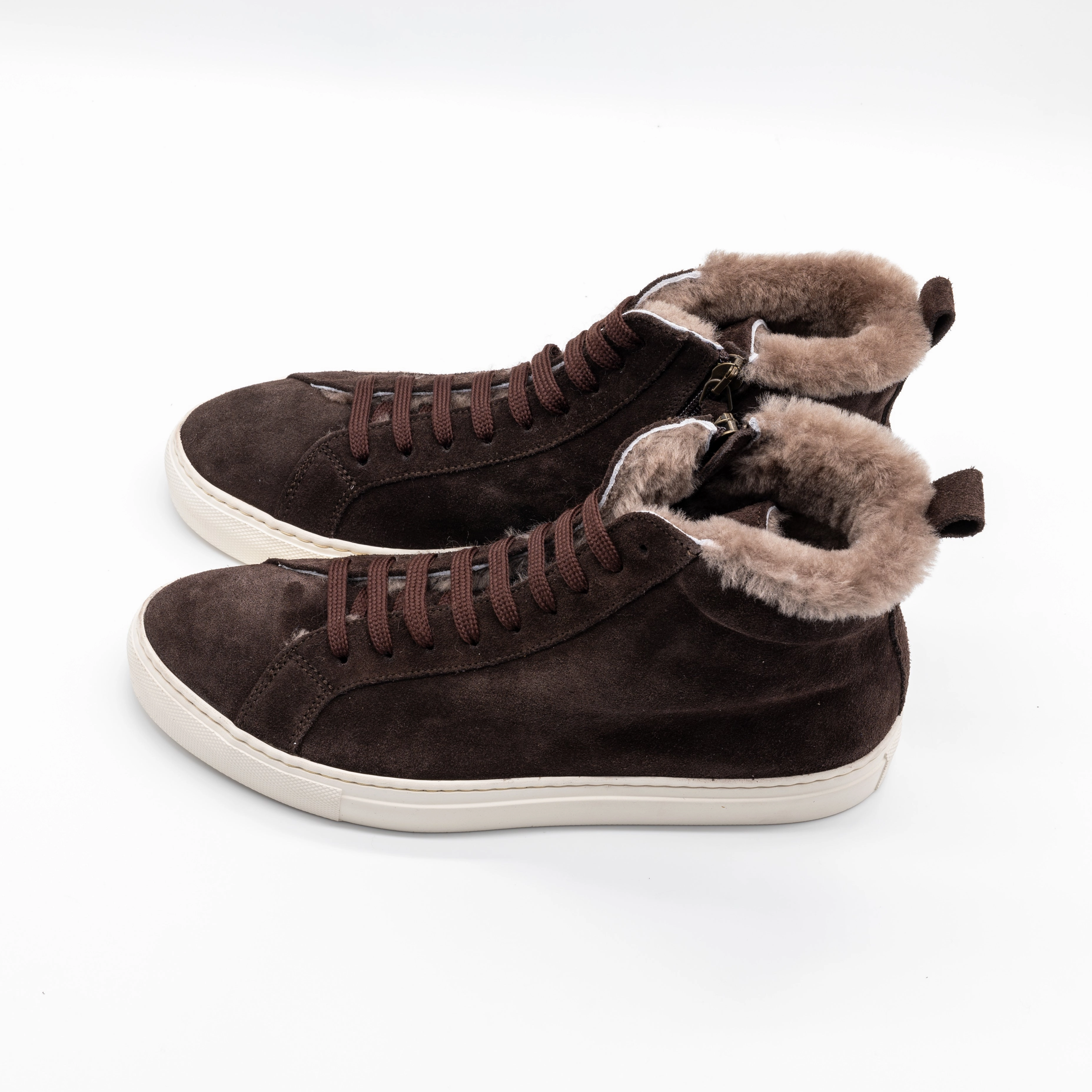 Sneakers Lammfell braun Grauer Chelsea Boot