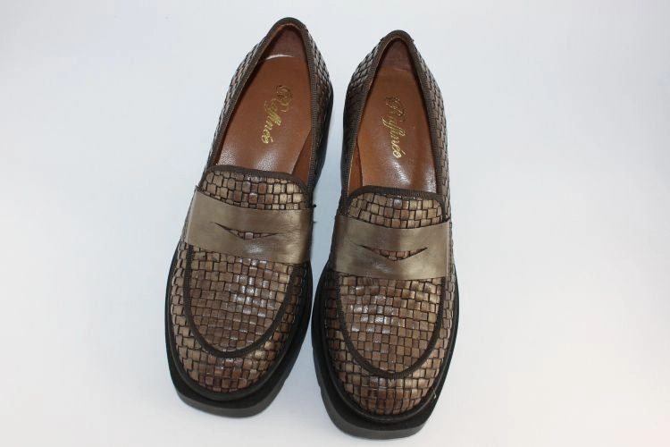 Joseph Loafers Soft Brown Woven Leather Penny Loafer