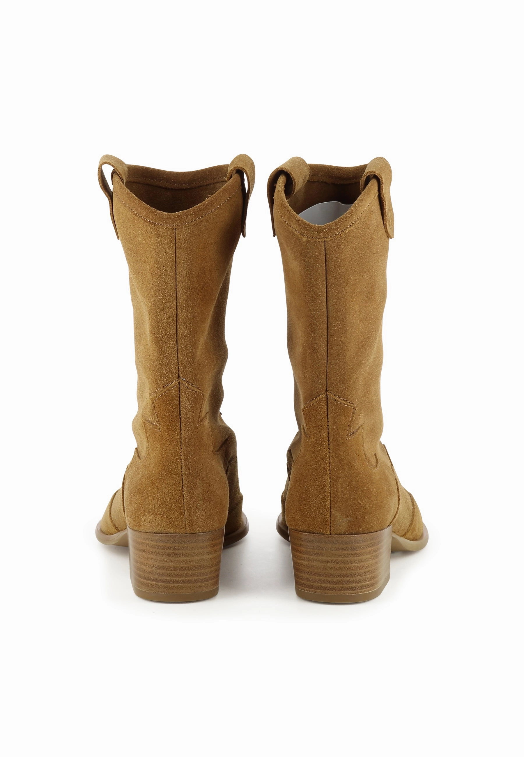 GINEVRA Damen Cowboy Stiefel  -  Rauleder Hellbraun Bier Stiefel