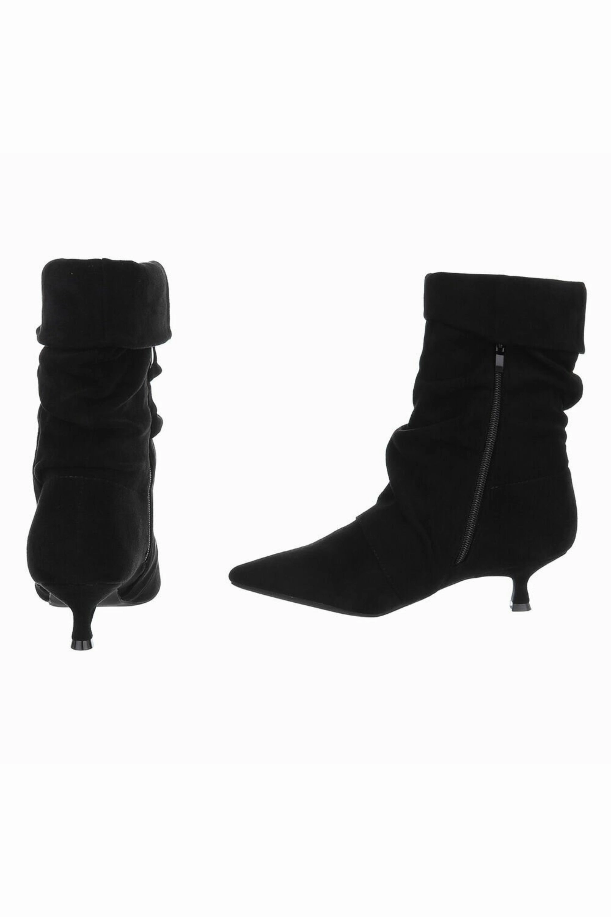 Stiefel Gerade Spitze Spitze Stiefelette in Wildlederoptik, schwarz