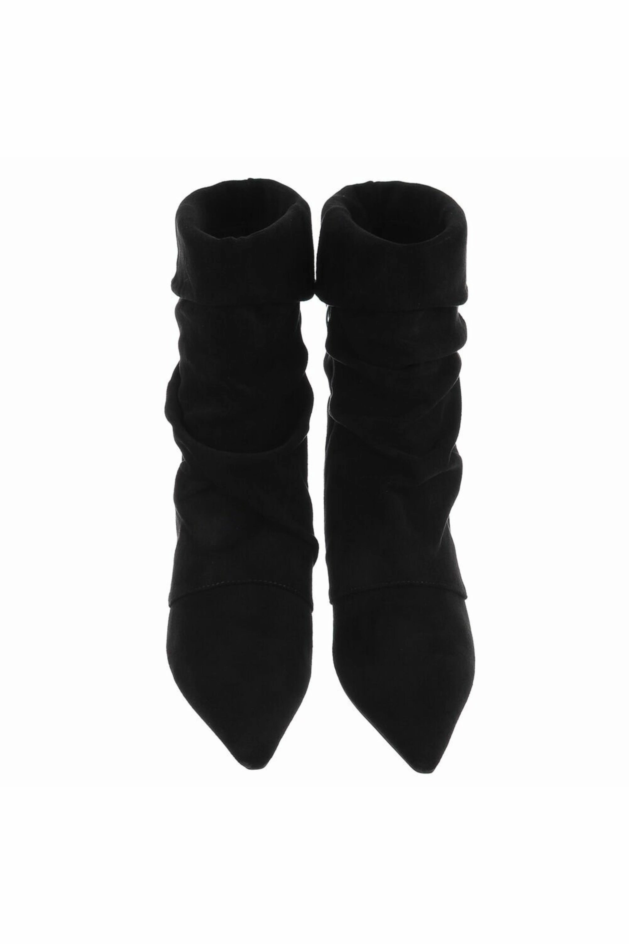 Spitze Stiefelette in Wildlederoptik, schwarz Audrick Lo Puffer Stiefel