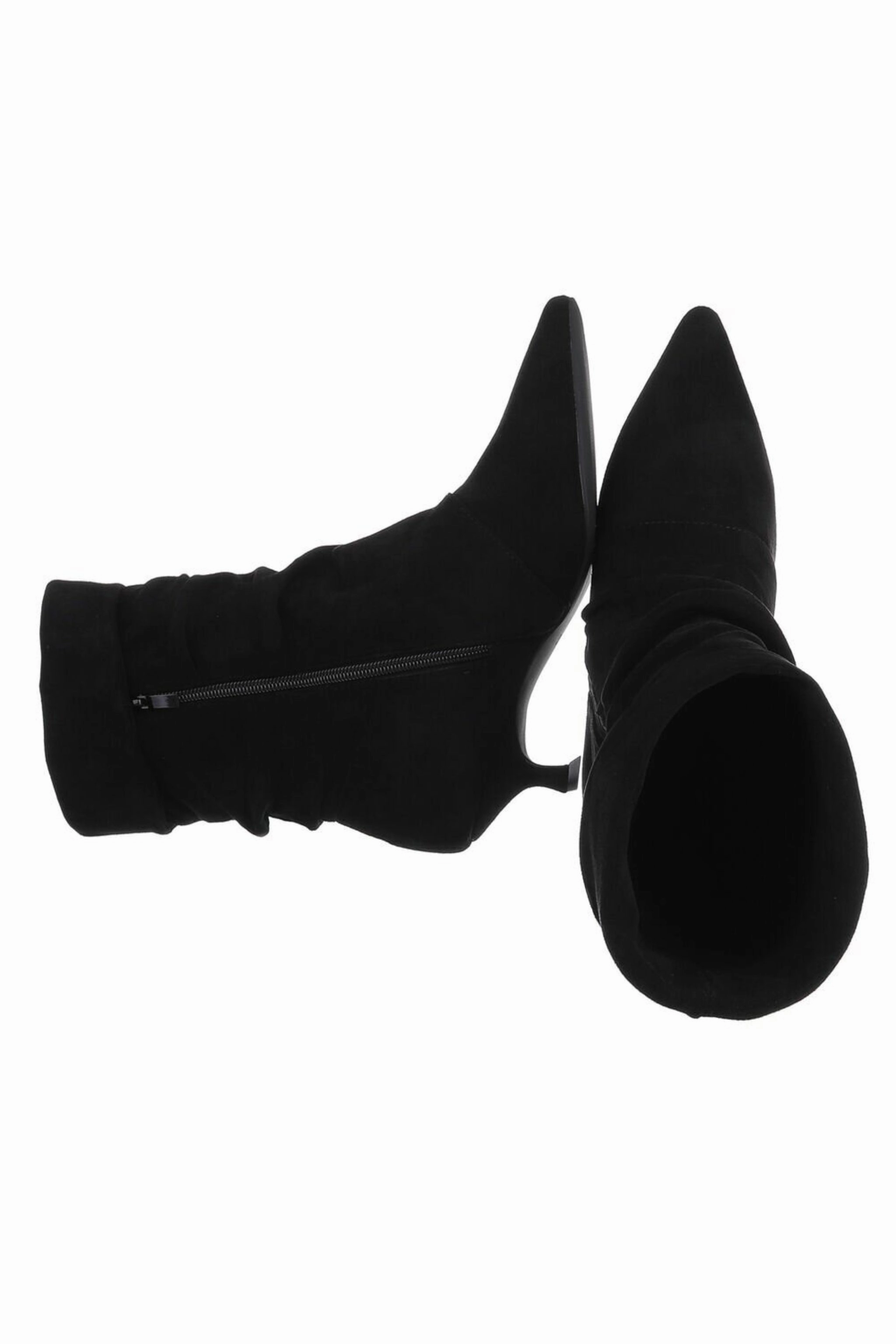 Overknee Stiefel Und Kleid Spitze Stiefelette in Wildlederoptik, schwarz